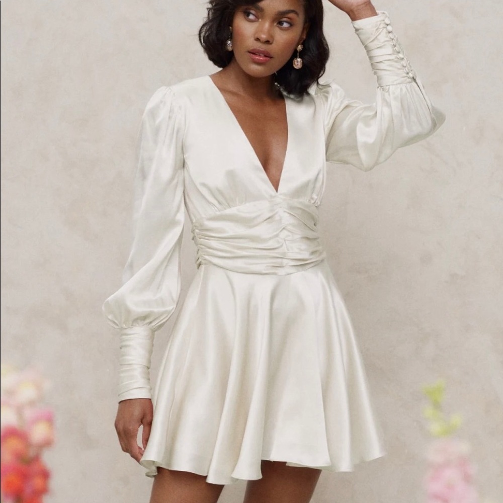 MAYA SILK MINI DRESS - WHITE